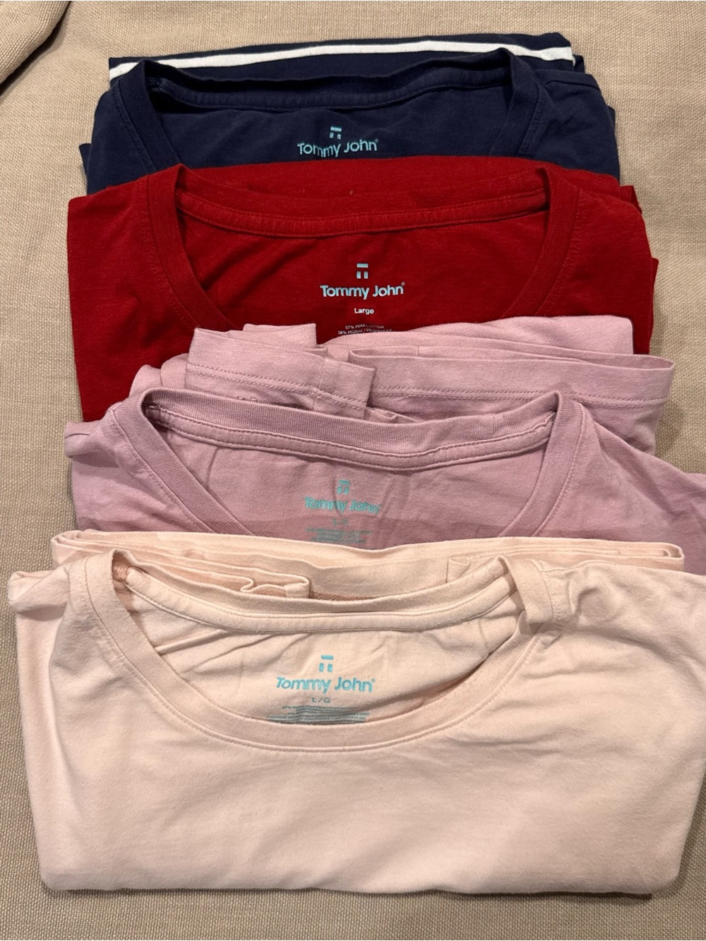 LOT OF 4 Tommy John Womens Long Sleeve Tops Size L Soft Modal Crewneck Bundle